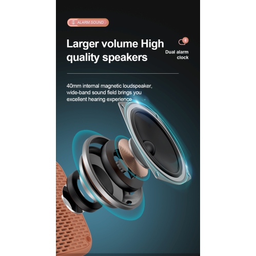 Children's clock speaker alarm clock wireless bluetooth speaker portable home clock desktop mirror digital display bluetooth smart speaker - khaki