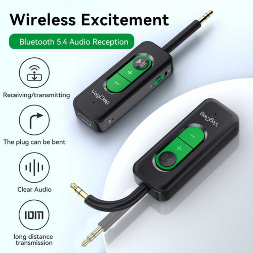 3,5&nbsp;mm Adaptateur Bluetooth 5,4 pour l'auto PS5 Audio Ordinateur TV Écouteurs Récepteur audio Sortie Émetteur Récepteur audio stéréo Émetteur