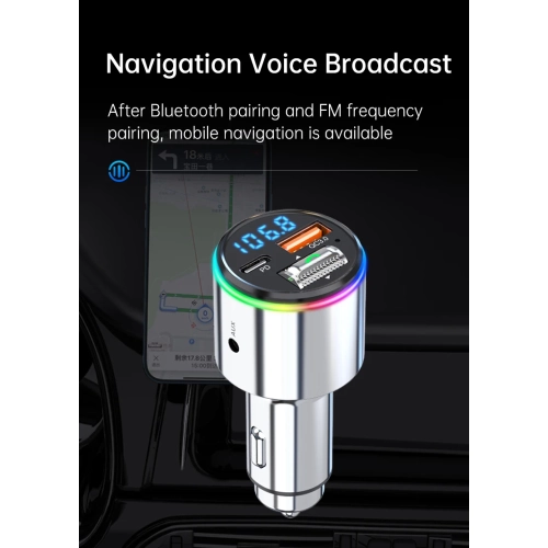 Voiture Lecteur MP3 Bluetooth Car Émetteur FM Recharge rapide Téléphone Coque en alliage de zinc Chargeur pour l'auto PD QC3.0 Émetteur FM avec