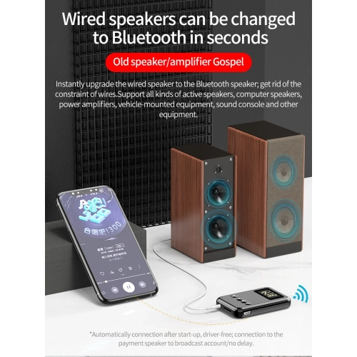 Émetteur récepteur Bluetooth 5,0 Adaptateur 2 en 1 Ordinateur Haut-parleur audio voiture FM Bluetooth émetteur audio maison récepteur sans carte