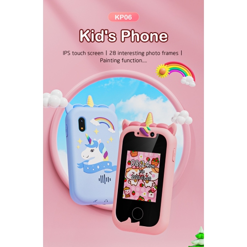 New dual-camera touch screen children's mobile phone education early childhood education machine smart touch screen - unicorn pink + silicone shell +