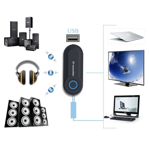 Émetteur audio Bluetooth alimenté par USB Ordinateur de téléviseur Émetteur audio Bluetooth 3,5 MM Adaptateur de téléviseur Adaptateur Bluetooth