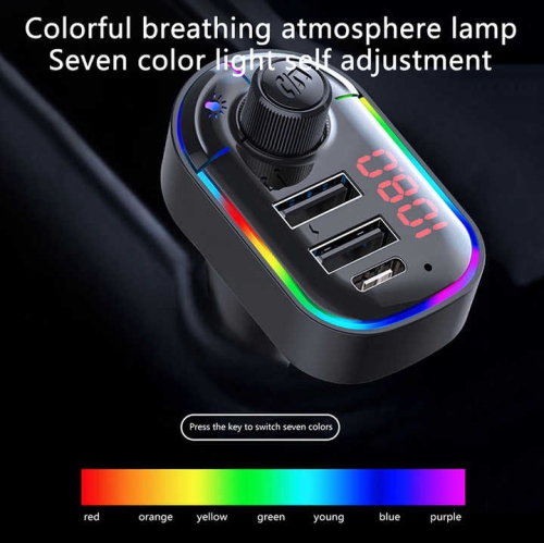 Lampe Atmosphere Car Chargeur de voiture Bluetooth 5,0 Lecteur de voiture Récepteur Bluetooth Émetteur FM Lecteur MP3