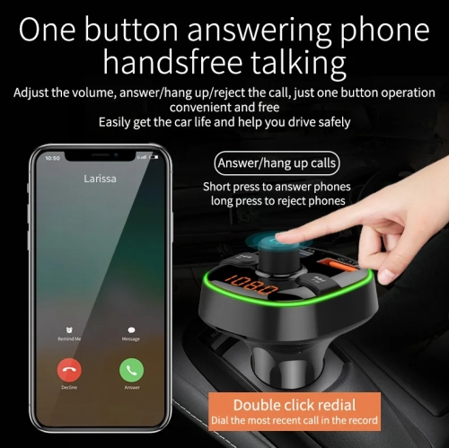 Émetteur FM Bluetooth pour l'auto Lecteur MP3 QC3.0 Recharge rapide, émetteur FM Bluetooth chargeur auto