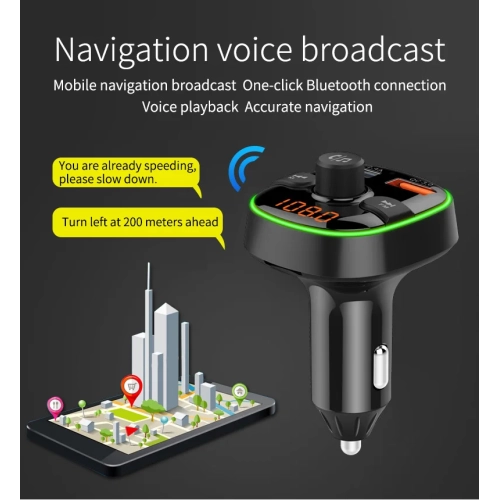 Émetteur FM Bluetooth pour l'auto Lecteur MP3 QC3.0 Recharge rapide, émetteur FM Bluetooth chargeur auto