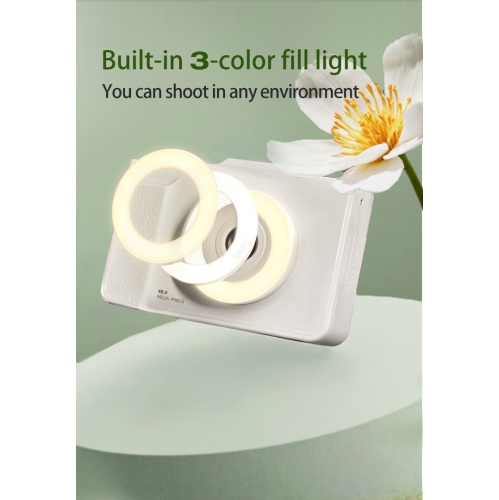 6400W HD flip screen camera digital camera card camera shooting camera student entry-level CCD camera white + 32G memory card + card reader +