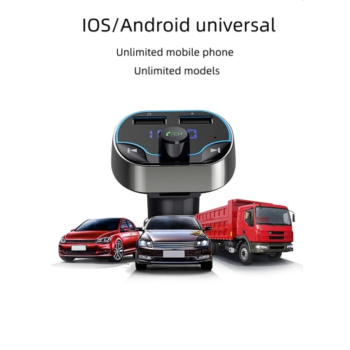 Émetteur FM Zhitong Recharge rapide Navigation vocale voiture téléphone mains libres lecteur MP3 USB chargeur voiture langue sans fil Bluetooth