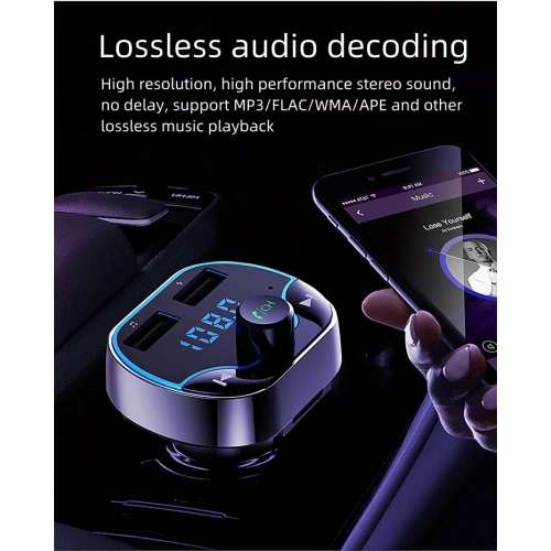 Émetteur FM Zhitong Recharge rapide Navigation vocale voiture téléphone mains libres lecteur MP3 USB chargeur voiture langue sans fil Bluetooth