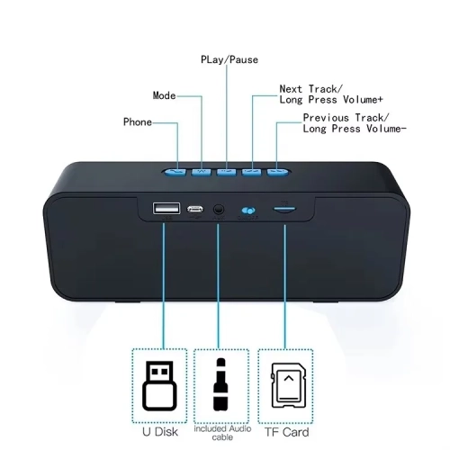 Wireless Outdoor High Volume Bluetooth Speaker Surround Home Audio Computer Mobile Phone Car Subwoofer 360 Stereo Outdoor Speaker - Black