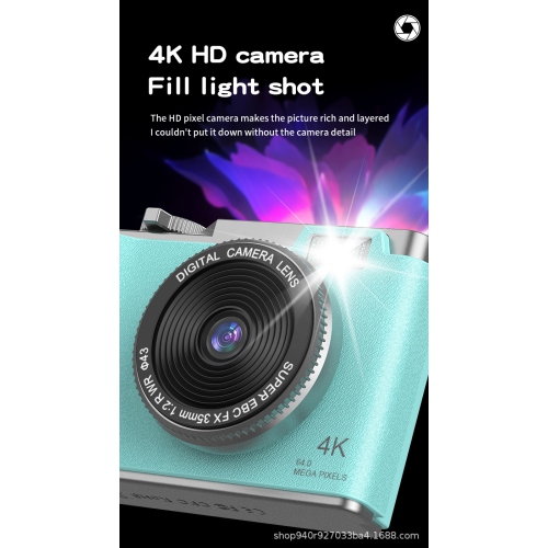 New CCD style retro 4K HD portable camera student digital camera gift new camera Selfie dual-lens camera photography portable-white + 32G memory card