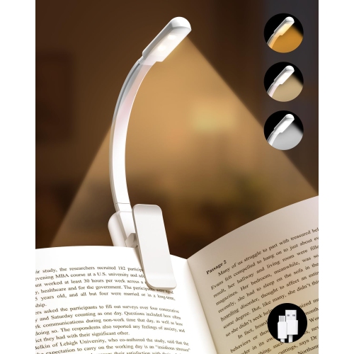 2 Pack Book Light,Rechargeable Reading Lights for Books in Bed,Super Bright Clip-On Led Book Lamp,Portable and Ultra-Lightweight with Long Runtime