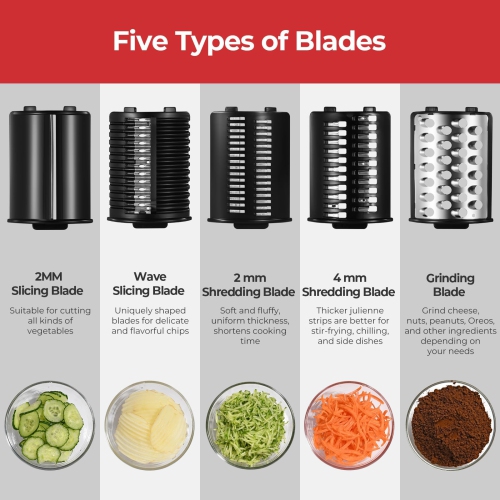 Coupe-légumes électrique avec 5 lames, trancheuse à salade et outil à julienne pour la cuisine
