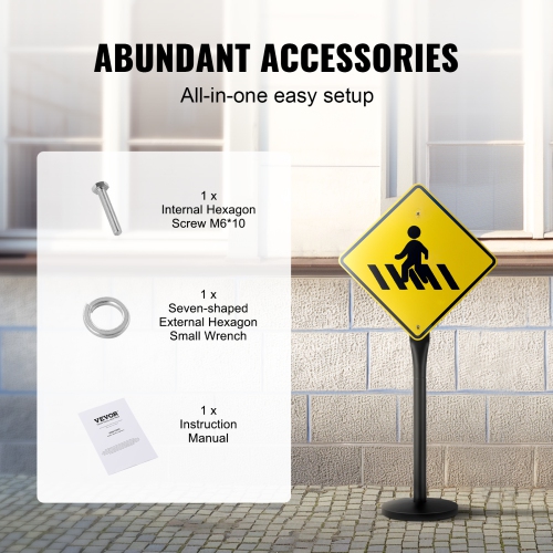 Poteau d'affiche en fonte VEVOR 4&nbsp;pi, porte-affiche portatif en acier robuste avec base et roulettes en plastique rigide, porte-affiche en U