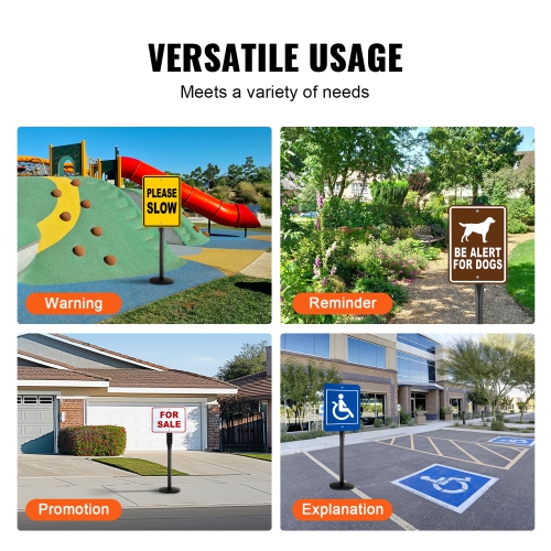 Poteau d'affiche en fonte VEVOR 4&nbsp;pi, porte-affiche portatif en acier robuste avec base et roulettes en plastique rigide, porte-affiche en U