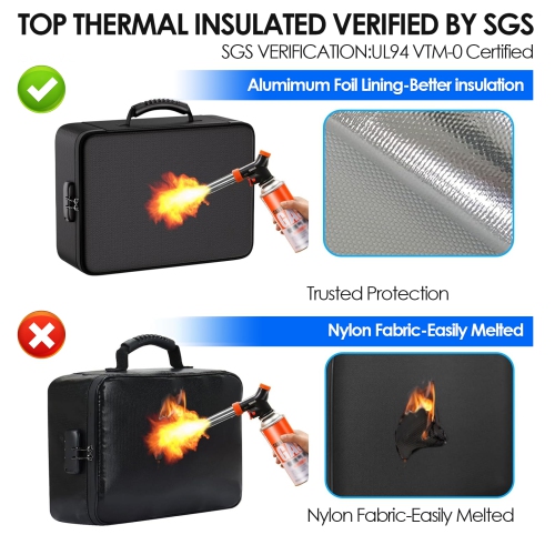 Document Organizer, Fireproof Document Box with Accordian,Fireproof Document Bag with Lock, 7 Pockets Document Holder with Handle