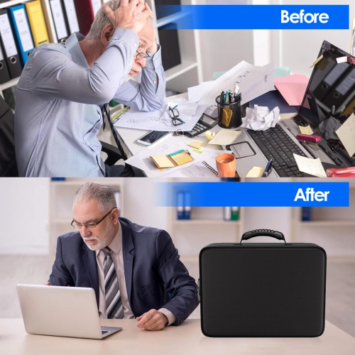 Document Organizer, Fireproof Document Box with Accordian,Fireproof Document Bag with Lock, 7 Pockets Document Holder with Handle