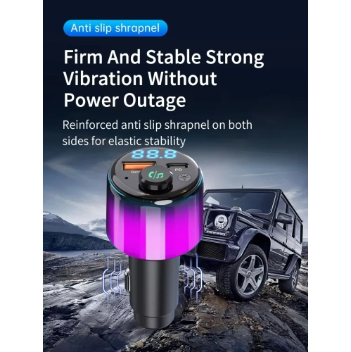 Auto MP3 FM Émetteur Bluetooth pour voiture Chargeur pour l'auto Bluetooth 30 W+Qinte 18 W Adaptateur émetteur FM BT à recharge rapide