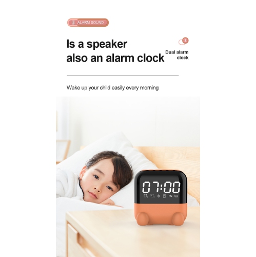 Children's Clock Speaker Alarm Clock Wireless Bluetooth Speaker Portable Home Clock Desktop Mirror Digital Display Bluetooth Smart Speaker - Light