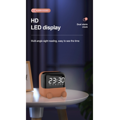 Children's Clock Speaker Alarm Clock Wireless Bluetooth Speaker Portable Home Clock Desktop Mirror Digital Display Bluetooth Smart Speaker - Light