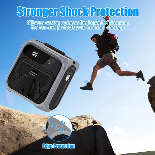 Portable Waist Fan Clip, Close-Fitting Neck Hanging Fan with Power Display and Flashlight for Outdoor Work and Travel