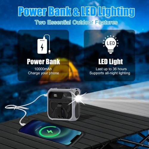 Portable Waist Fan Clip, Close-Fitting Neck Hanging Fan with Power Display and Flashlight for Outdoor Work and Travel