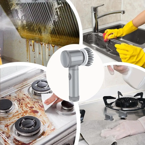 5 in 1 Electric Cleaning Brush, Portable Cordless Scrubber with Replaceable Brush Heads for Kitchen and Home Cleaning