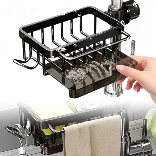 Kitchen Sink Drain Rack, Adjustable Faucet Storage Rack and Towel Holder for 0.7–1.1 Inch Round Pipes