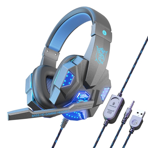 Wired headset with soft earmuffs, noise-canceling microphone, 40mm drivers, RGB lighting and braided cable, stereo surround sound