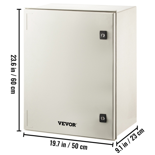 VEVOR 23.6 x 19.7 x 9.1" Fiberglass Enclosure Electrical Enclosure Box NEMA 3X Electronic Equipment Enclosure Box IP65 Weatherproof Wall-Mounted