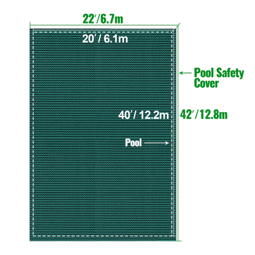 VEVOR 20x40ft Pool Safety Cover Fits Rectangle Inground Pools, Safety Pool Cover with Drainage Holes, Mesh Solid Pool Cover for Swimming Pool, Winter