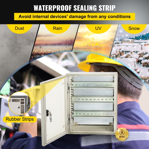 Boîtier électrique en fibre de verre VEVOR 11,8 x 9,8 x 5,5&nbsp;po Boîtier électrique NEMA 3X Boîtier pour équipement électronique IP65 Boîtier