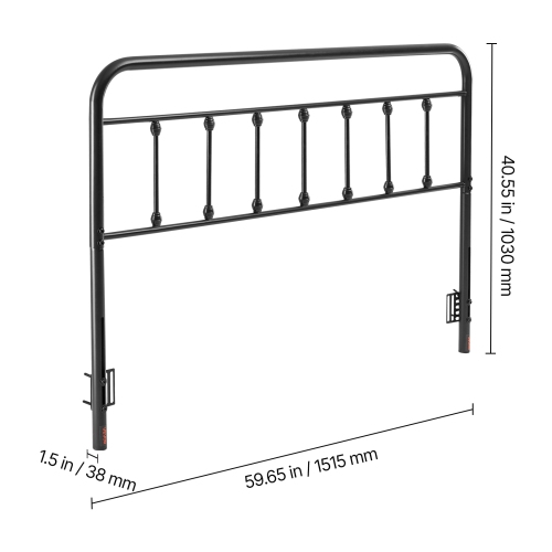 Tête de lit en métal VEVOR W59,65 x H40,55 x D1.5 pouces, tête de grand lit à hauteur réglable, tête de lit en métal pour grand lit, idéale pour