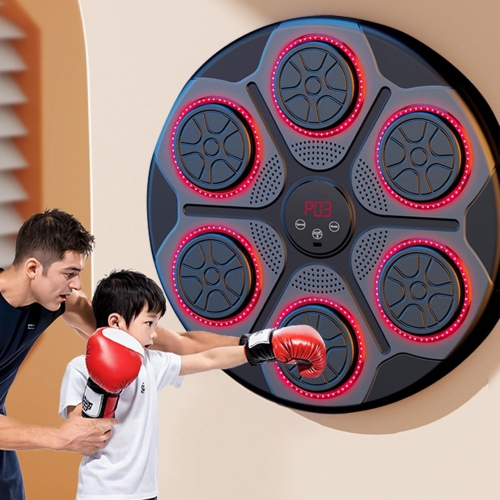 Smart Boxing Machine, Wall-Mounted Bluetooth Smart Boxing Trainer with LED Light, Electronic Focus, Agility Training - Comes with Kids' Boxing Gloves