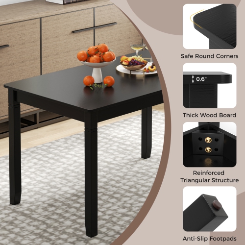 Gymax 48'' Wooden Dining Table for 4 People w/ Rubber Wood Legs Rectangular Table