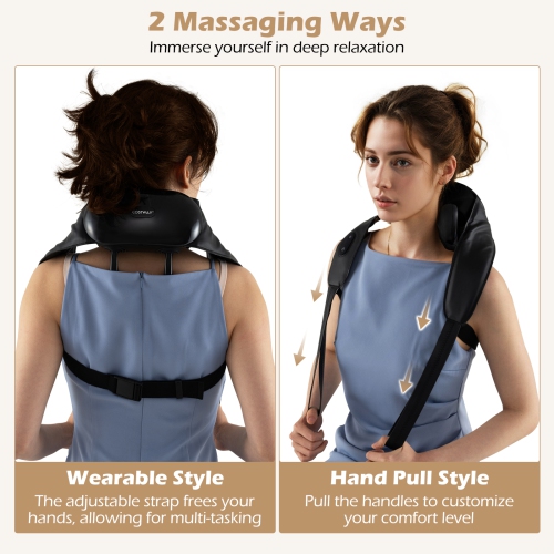 Gymax Neck Shoulder Massager w/ 2 Heat Levels for Pain Relief Neck Massager Pillow
