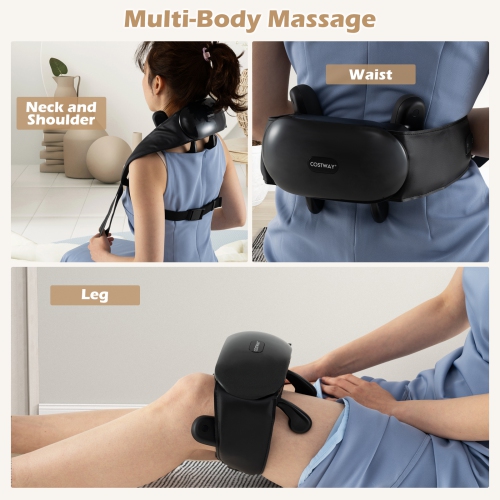 Gymax Neck Shoulder Massager w/ 2 Heat Levels for Pain Relief Neck Massager Pillow
