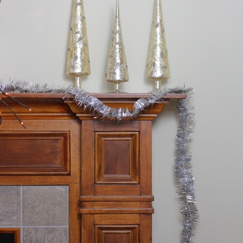 Artificial Shiny Tinsel Christmas Garland - 25' x 3" - Silver