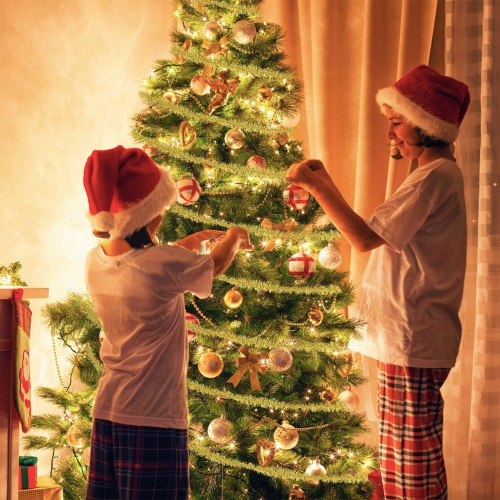 Shiny Tinsel Artificial Christmas Garland - 12' x 2" - Gold