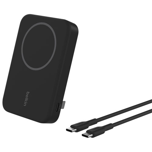 Chargeur portable magnétique de 8000 mAh BoostCharge Pro de Belkin avec chargeur Qi2 de 15 W et câble - Noir