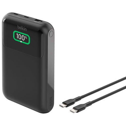 Chargeur portable à trois ports USB de 19 200 mAh BoostCharge Pro de Belkin - Noir