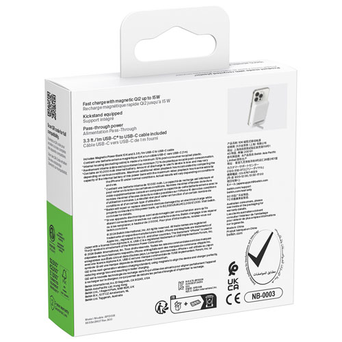 Belkin BoostCharge Pro Magnetic 10000 mAh Power Bank with Qi2 15W Charging + Cable - White