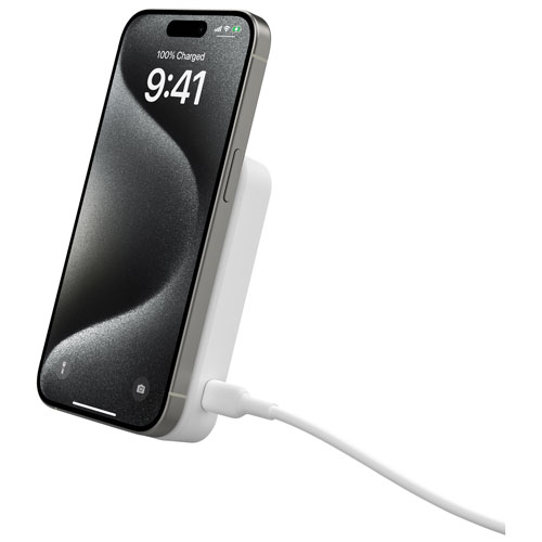 Belkin BoostCharge Pro Magnetic 10000 mAh Power Bank with Qi2 15W Charging + Cable - White