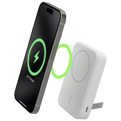 Belkin BoostCharge Pro Magnetic 10000 mAh Power Bank with Qi2 15W Charging + Cable - White