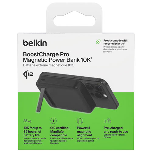 Belkin BoostCharge Pro Magnetic 10000 mAh Power Bank with Qi2 15W Charging + Cable - Black