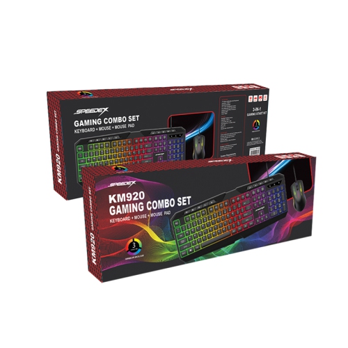 Speedex 3-in-1 Multimedia Rainbow backlighting wired gaming keyboard + Mouse + Cloth Surface Mouse Pad Combo Set_Black