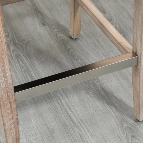 Set of 2 Bar Stools – Upholstered Counter Height Chairs with Solid Wood Legs