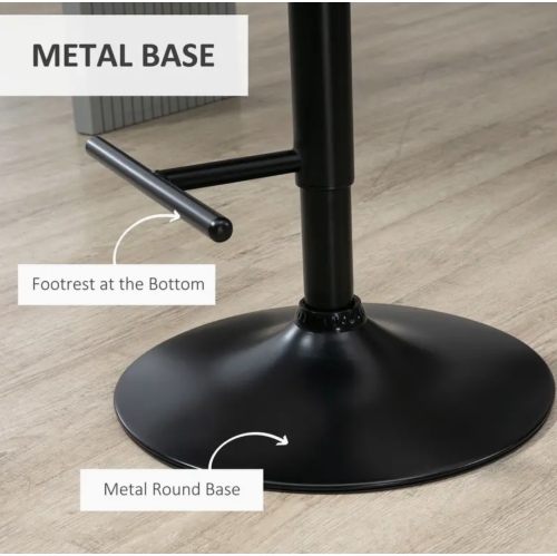 Tabourets de bar pivotants réglables avec dossier et repose-pieds – Cuir PU, hauteur de comptoir et de bar, rotation à 360°, dossier en bois massif