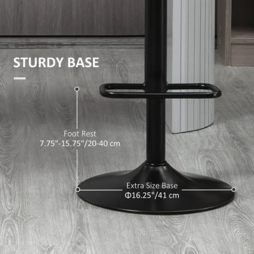 Modern Set of 2 Adjustable Faux Leather Bar Stools with Tufted Back