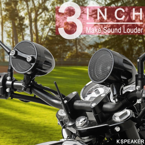 Haut-parleurs de moto KSPEAKER Système audio étanche Bluetooth Amplificateur intégré, lecteur MP3 métallique de 3 po, idéal pour les VTT, les
