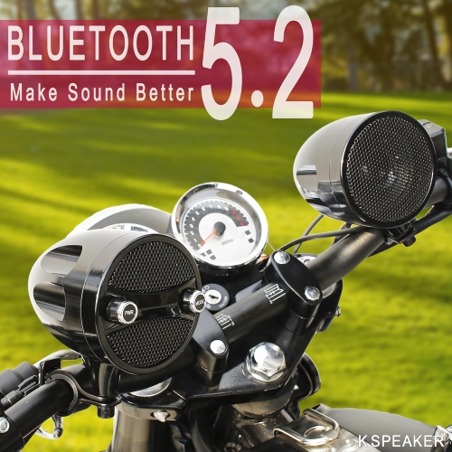 Haut-parleurs de moto KSPEAKER Système audio étanche Bluetooth Amplificateur intégré, lecteur MP3 métallique de 3 po, idéal pour les VTT, les